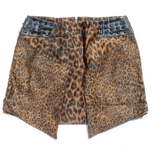 NEW Women's English Rose Cheetah Animal Print Gothic Rocker Mini Skirt Small